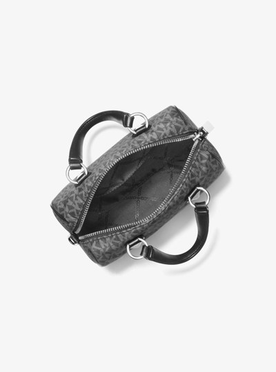 Grayson Small Logo Print Woven Duffel Crossbody Bag in BLACK | Michael Kors