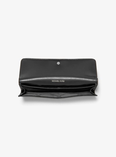Jet Set Large Saffiano Leather Snap-Front Wallet in BLACK | Michael Kors