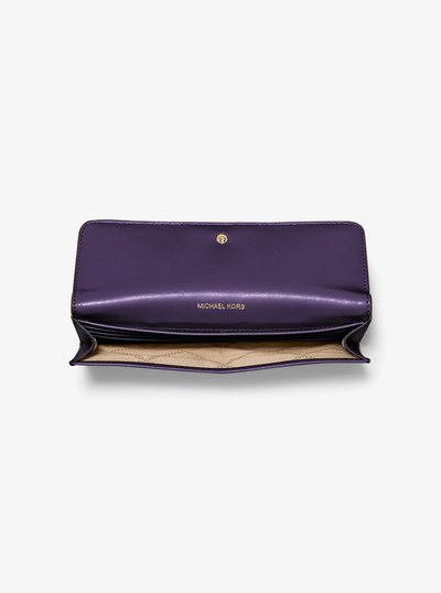 Jet Set Large Saffiano Leather Snap-Front Wallet in IRIS | Michael Kors