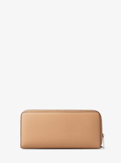 Large Pebbled Leather Continental Wallet in PEANUT | Michael Kors
