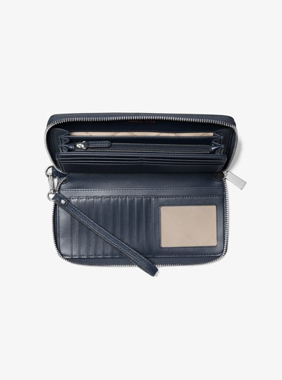 Large Pebbled Leather Continental Wallet in NAVY | Michael Kors