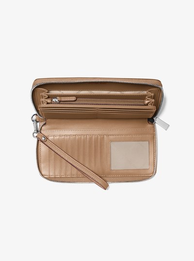 Large Pebbled Leather Continental Wallet in DRIFTWOOD | Michael Kors