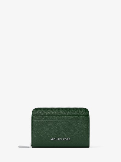 Jet Set Small Pebbled Leather Zip-Around Card Case in MOSS | Michael Kors