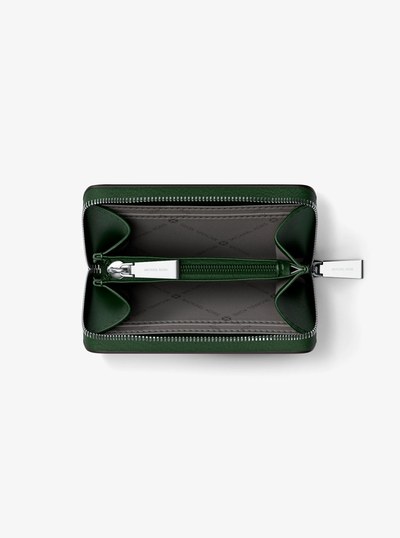 Jet Set Small Pebbled Leather Zip-Around Card Case in MOSS | Michael Kors