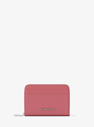 Jet Set Small Pebbled Leather Zip-Around Card Case in ROSEWOOD | Michael Kors