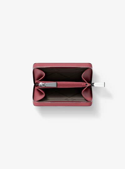 Jet Set Small Pebbled Leather Zip-Around Card Case in ROSEWOOD | Michael Kors
