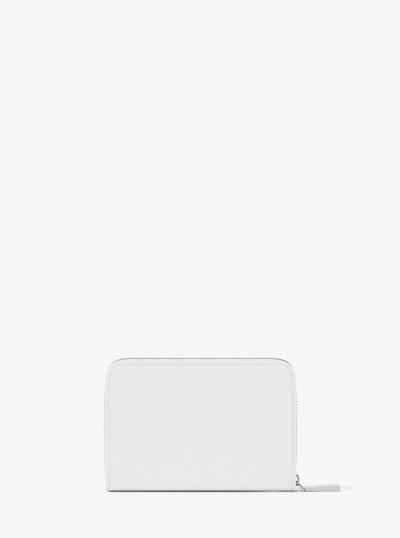 Jet Set Small Pebbled Leather Zip-Around Card Case in OPTIC WHITE | Michael Kors