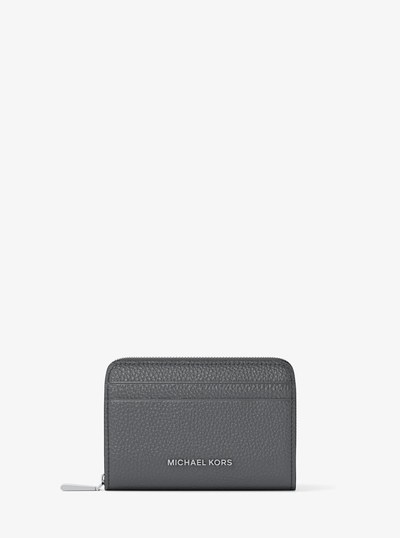 Jet Set Small Pebbled Leather Zip-Around Card Case in HEATHER GREY | Michael Kors