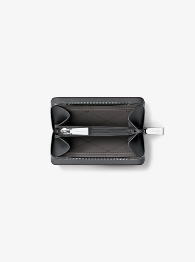 Jet Set Small Pebbled Leather Zip-Around Card Case in HEATHER GREY | Michael Kors