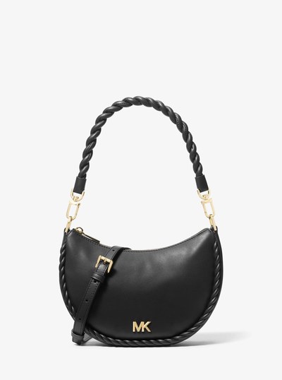Kyla Small Leather Convertible Pochette in BLACK | Michael Kors
