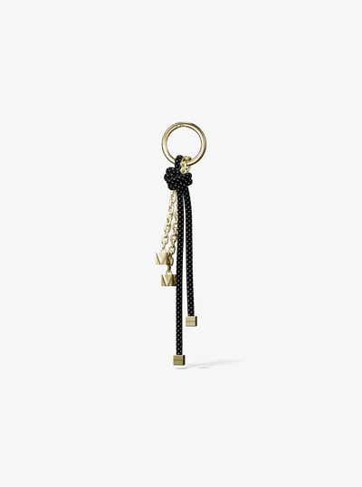 Gold-Tone and Speckled Cord Bag Charm in BLACK | Michael Kors
