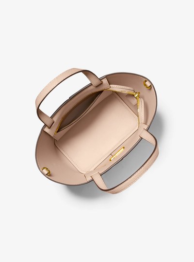 Flora Medium Signature Logo and Pebbled Leather Crossbody Bag in BALLET | Michael Kors