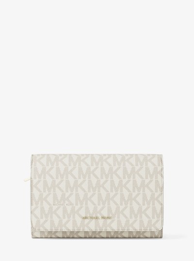 Jet Set Large Signature Logo Wallet in VANILLA/ACORN | Michael Kors