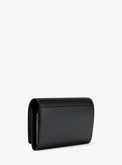 Jet Set Large Pebbled Leather Wallet in BLACK | Michael Kors
