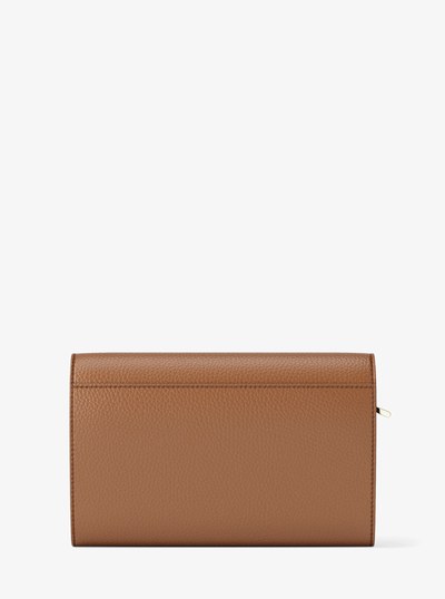 Jet Set Large Pebbled Leather Wallet in LUGGAGE | Michael Kors