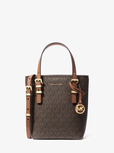 Quinn Extra-Small Signature Logo and Leather Convertible Tote Bag in BRN/ACORN | Michael Kors