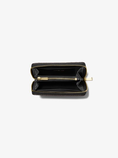 Jet Set Small Snake Embossed Leather Wallet in BLACK | Michael Kors