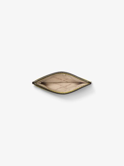 Jet Set Pebbled Leather Card Case in APPLE | Michael Kors