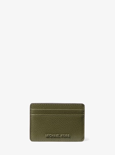 Jet Set Pebbled Leather Card Case in IVY | Michael Kors