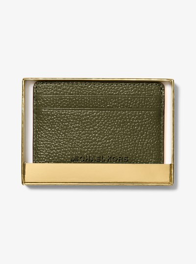 Jet Set Pebbled Leather Card Case in IVY | Michael Kors