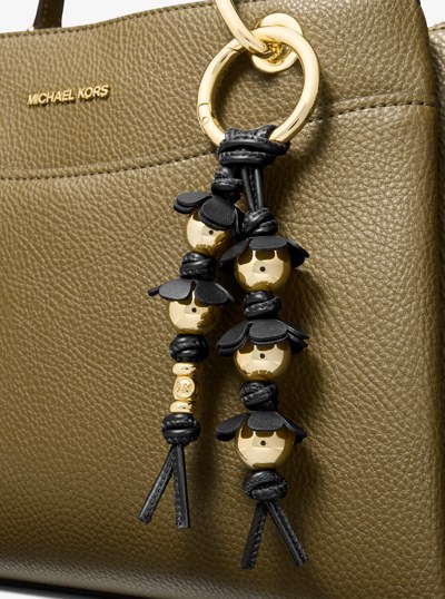 Embellished Floral Bag Charm in BLACK | Michael Kors