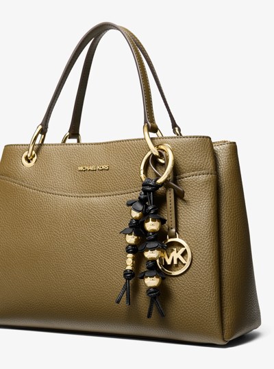Embellished Floral Bag Charm in BLACK | Michael Kors