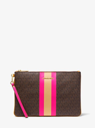 Large Logo Stripe Zip Pouch