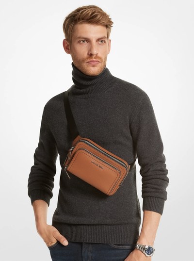Hudson Small Pebbled Leather Sling Pack in LUGGAGE | Michael Kors