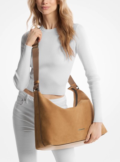 Hudson Nubuck Hobo Bag in HUSK | Michael Kors