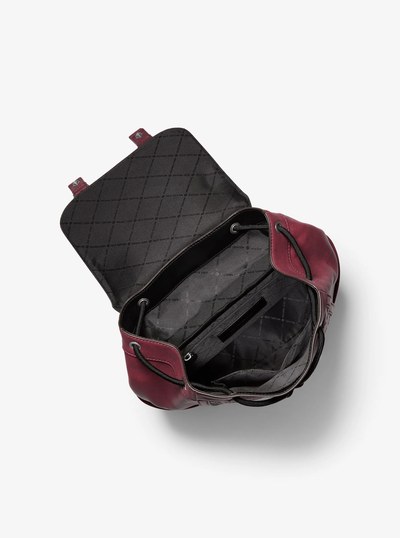 Colby Medium Logo Embossed Burnished Leather Backpack in OXBLOOD | Michael Kors