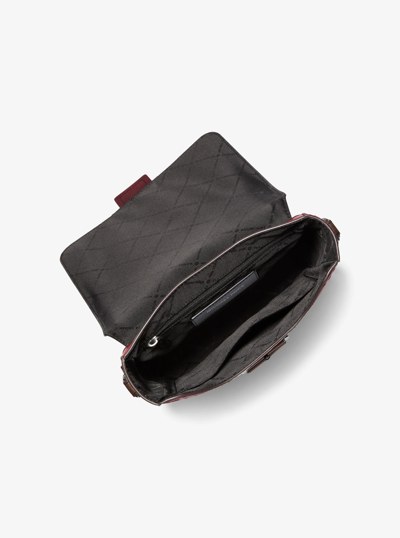Colby Logo Embossed Burnished Leather Messenger Bag in OXBLOOD | Michael Kors