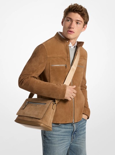 Hudson Small Suede Messenger Bag in HUSK | Michael Kors