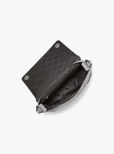 Hudson Small Suede Messenger Bag in QUARRY GREY | Michael Kors