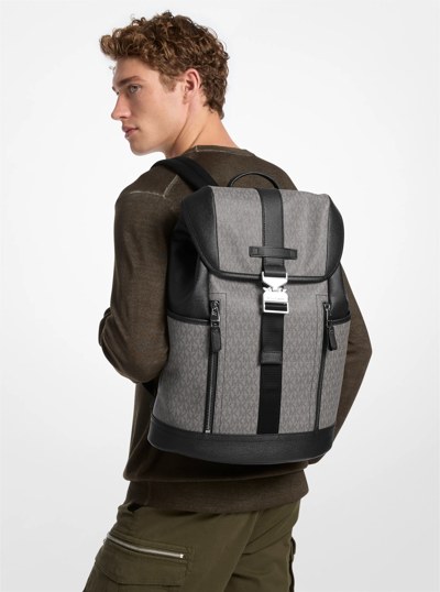 Hudson Signature Logo Aviator Backpack in STORM | Michael Kors