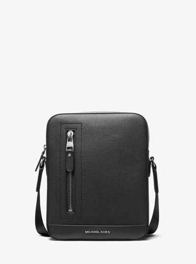 Hudson Pebbled Leather Flight Bag in BLACK | Michael Kors