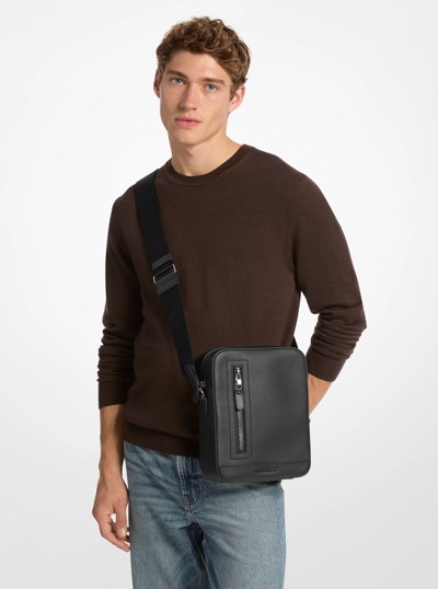 Hudson Pebbled Leather Flight Bag in BLACK | Michael Kors