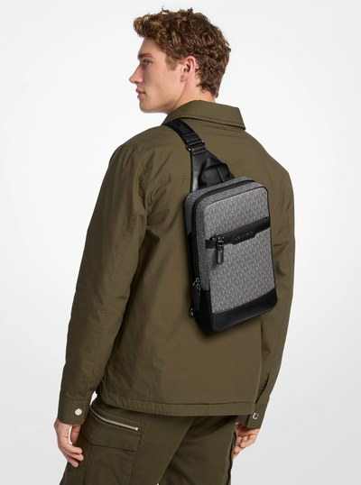 Hudson Signature Logo Travel Sling Pack in STORM | Michael Kors