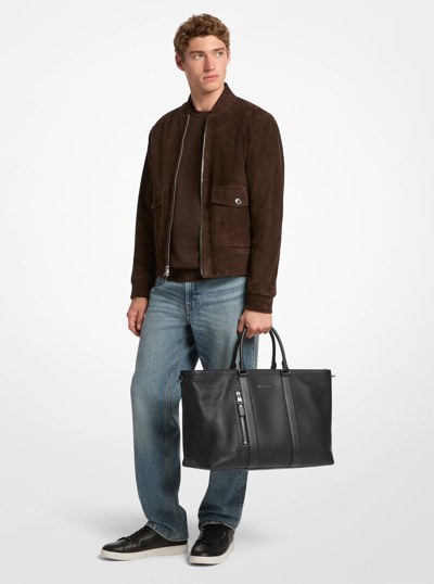 Hudson Pebbled Leather Tote Bag in BLACK | Michael Kors
