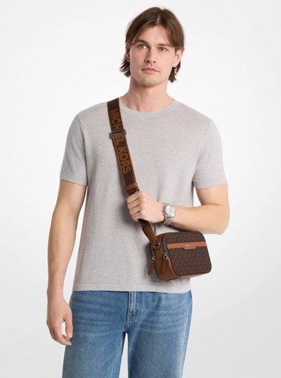 Hudson Signature Logo Camera Crossbody Bag in BROWN/LUGGAGE | Michael Kors