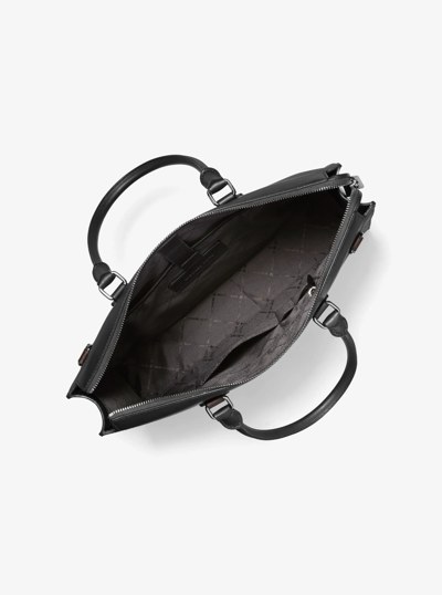 Edison Medium Scratch-Resistant Leather Briefcase in BLACK | Michael Kors