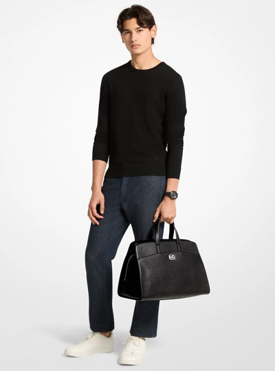 Bryant Large Leather Satchel in BLACK | Michael Kors
