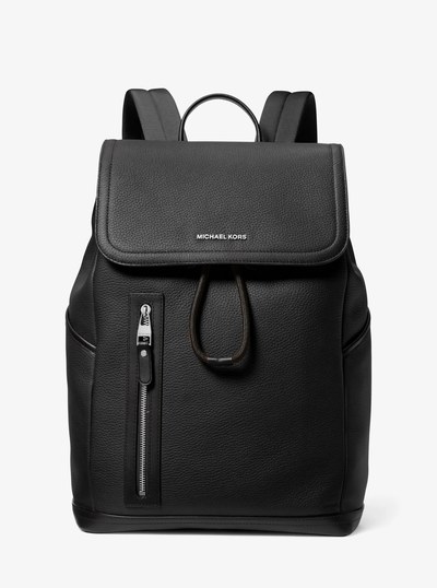 Hudson Pebbled Leather Utility Backpack in BLACK | Michael Kors