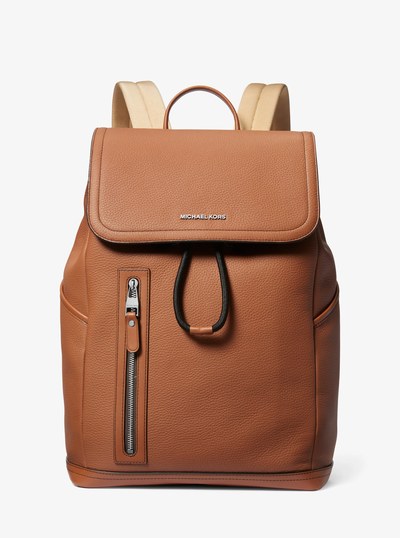 Hudson Pebbled Leather Utility Backpack in LUGGAGE | Michael Kors