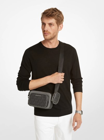 Hudson Signature Logo and Leather Camera Bag with Pouch in BLACK COMBO | Michael Kors