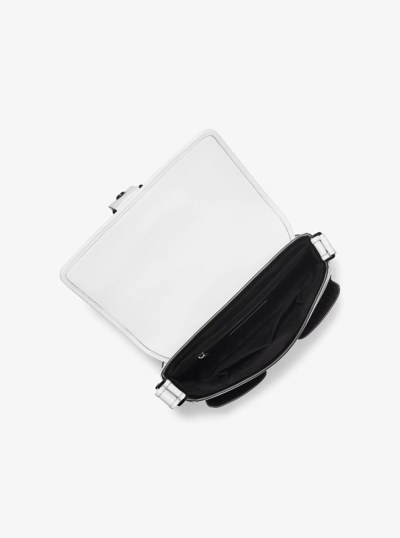 Colby Medium Grommeted Leather Messenger Bag in OPTIC WHITE/BLK | Michael Kors