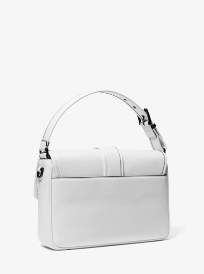 Colby Medium Grommeted Leather Messenger Bag in OPTIC WHITE/BLK | Michael Kors
