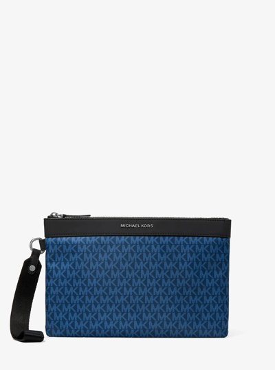 Brooklyn Printed Signature Logo Travel Pouch in RIVER BLUE | Michael Kors