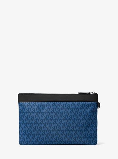 Brooklyn Printed Signature Logo Travel Pouch in RIVER BLUE | Michael Kors
