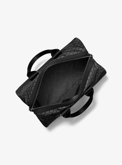 Brooklyn Large Printed Signature Logo Duffel Bag in BLACK | Michael Kors