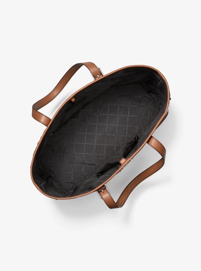 Hudson Medium Pebbled Leather Everyday Tote Bag in LUGGAGE | Michael Kors